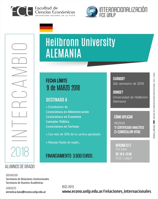 Movilidad académica a la Universidad de Heilbronn, Alemania: Convocatoria 2018