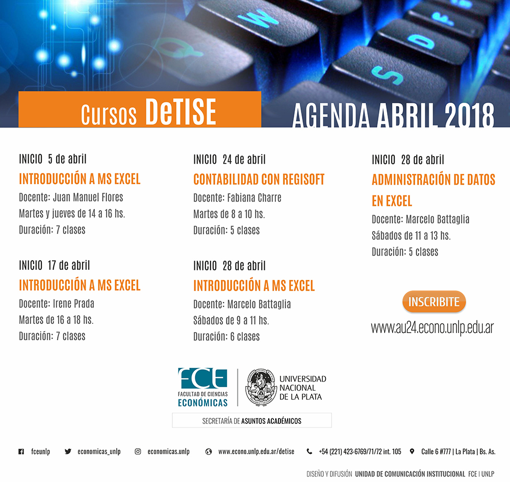 Agenda de cursos DeTISE: Abril 2018