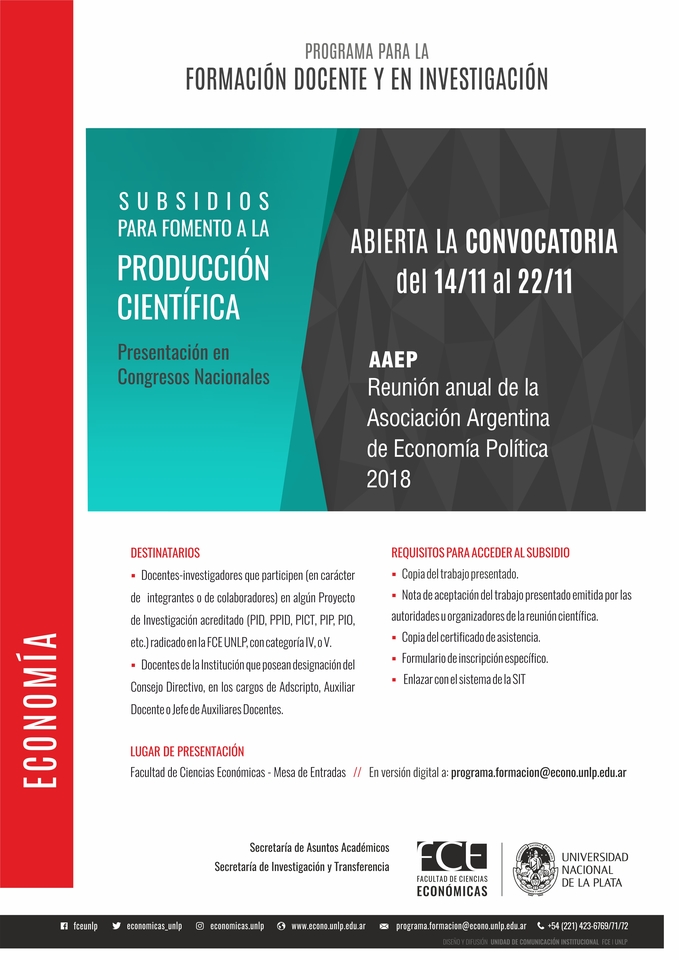 Subsidio de ayuda para presentación en Congresos Nacionales: AAEP 2018