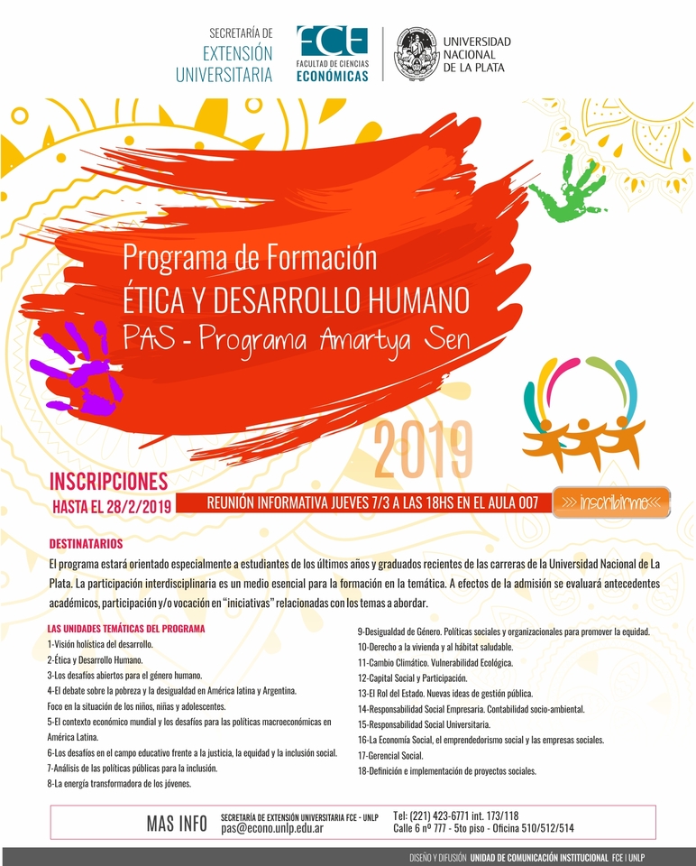 Programa de Formación en Ética y Desarrollo Humano - PAS 2019