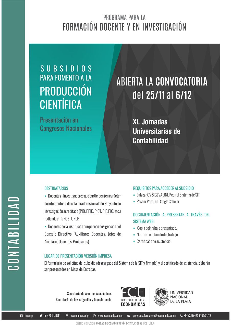 Convocatoria al subsidio de ayuda para presentación en Congresos Nacionales: JUC 2019