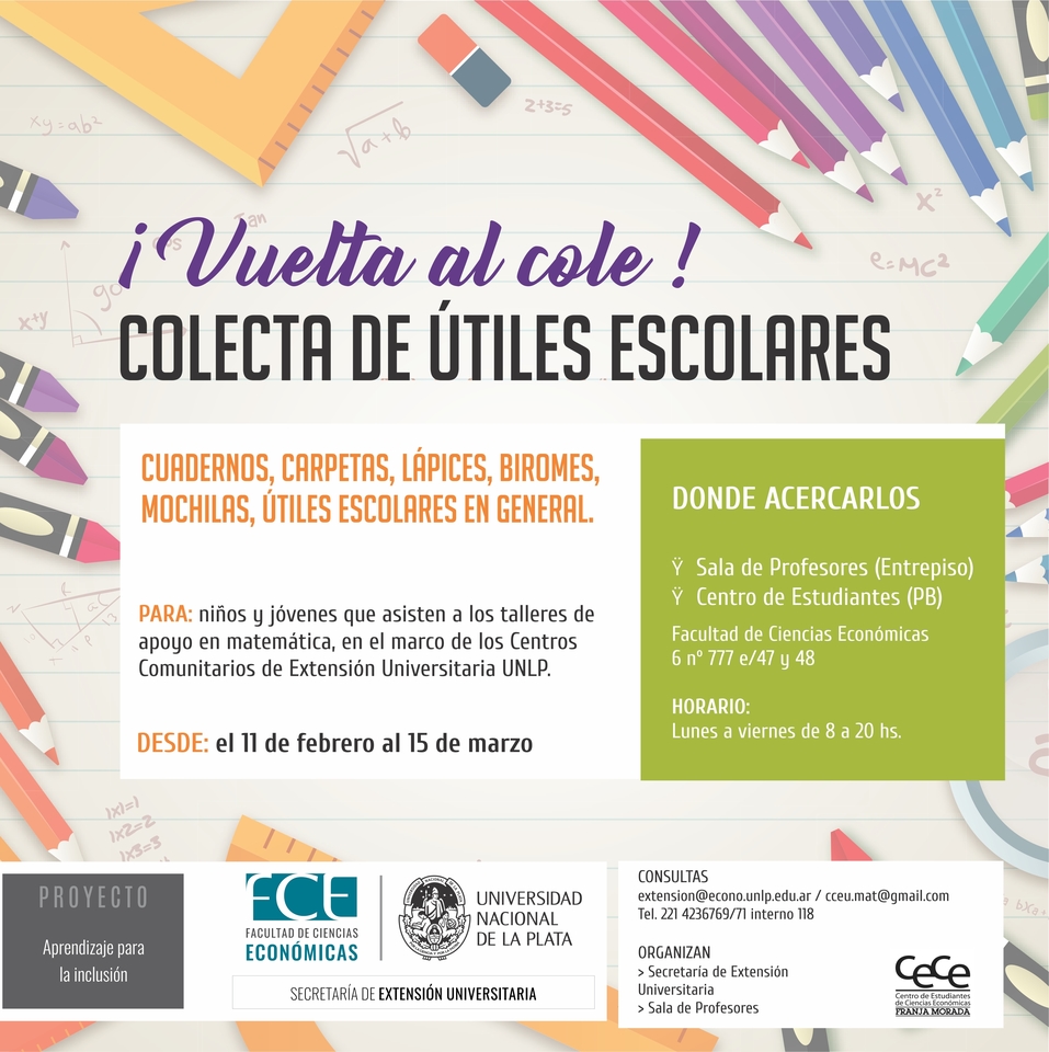 ¡Vuelta al cole! Colecta de útiles escolares