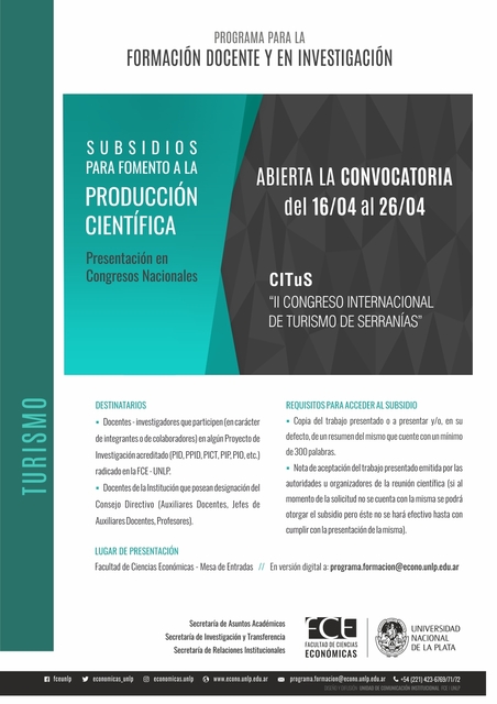 Subsidio de ayuda para presentación en Congresos Nacionales: CITuS 2018