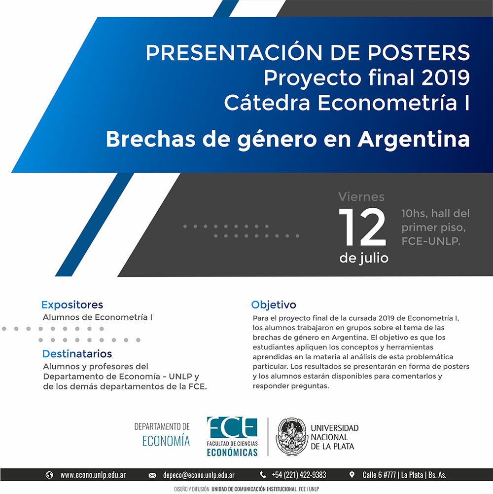 Presentación de pósters sobre "Brechas de género en Argentina" de la cátedra Econometría I