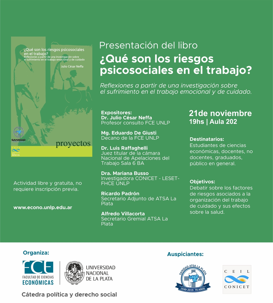 Presentación del libro "¿Qué son los riesgos psicosociales en el trabajo? Reflexiones a partir de una investigación sobre el sufrimiento en el trabajo emocional y de cuidado"